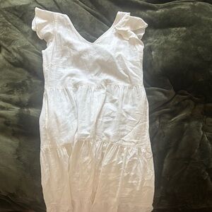 Beautiful white linen dress handmade in Vietnam